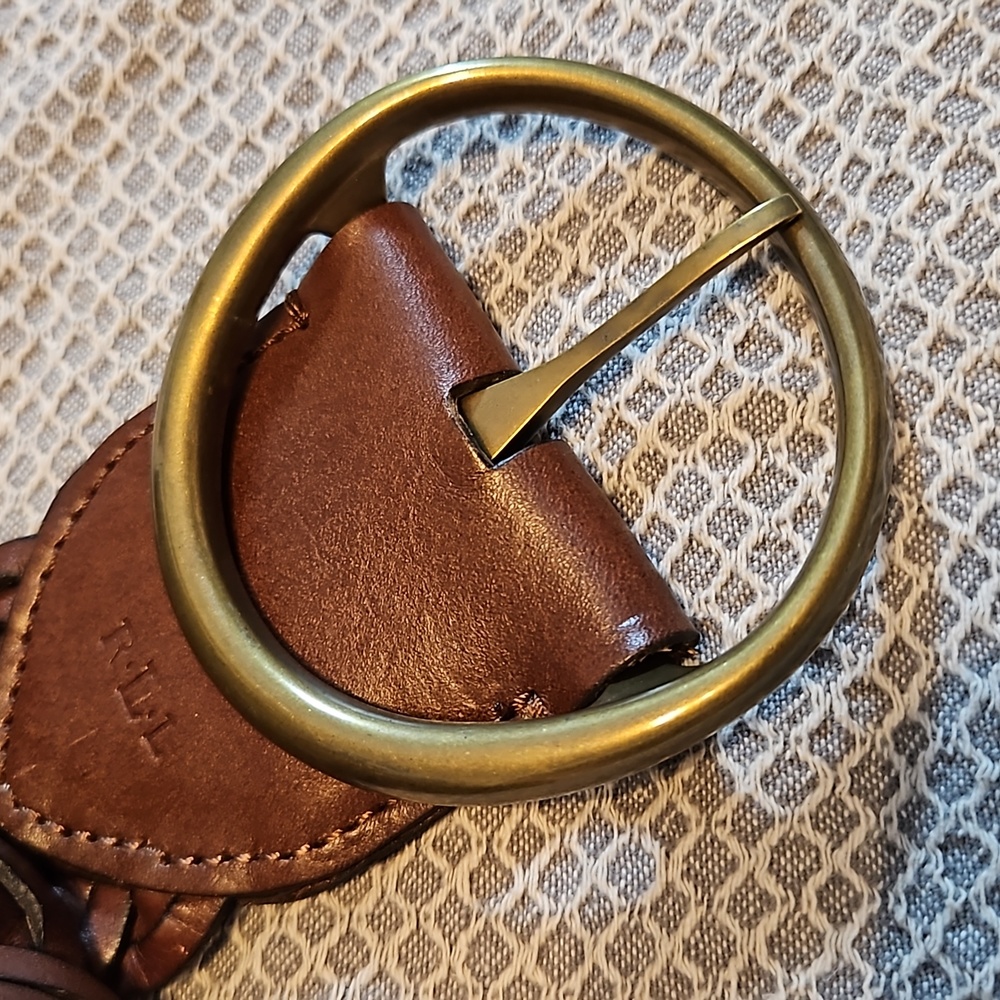 Wide RALPH LAUREN woven leather belt excellent preloved condition fit size 18-22 - Picture 6 of 16